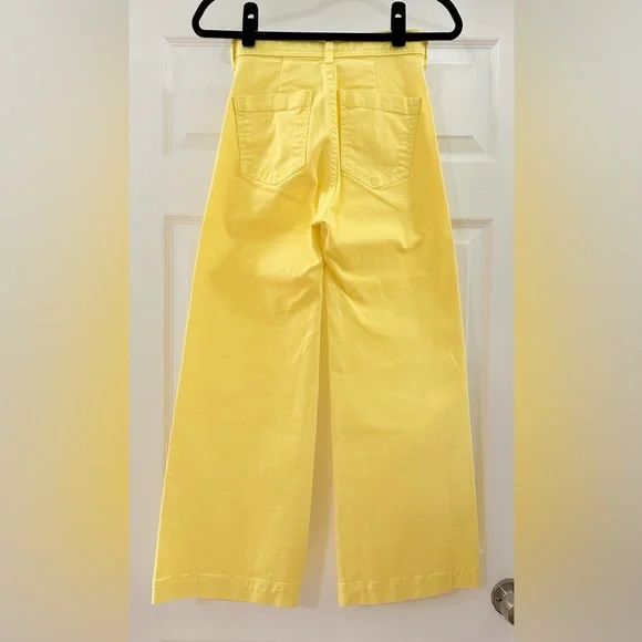 Veronica Beard Cynthia Gaucho CROP WIDE LEG JEANS Denim 12.5” Yellow sz 24 - Picture 11 of 13
